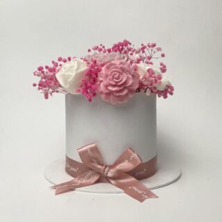 Box bougie parfumée forme fleurs couleur Rose