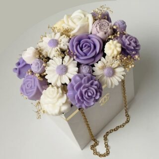 Box bougie parfumée forme fleurs couleur Violet